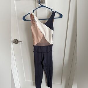 Tiger Friday Sleeveless Colorblock Jumpsuit in Navy, Blush & White
